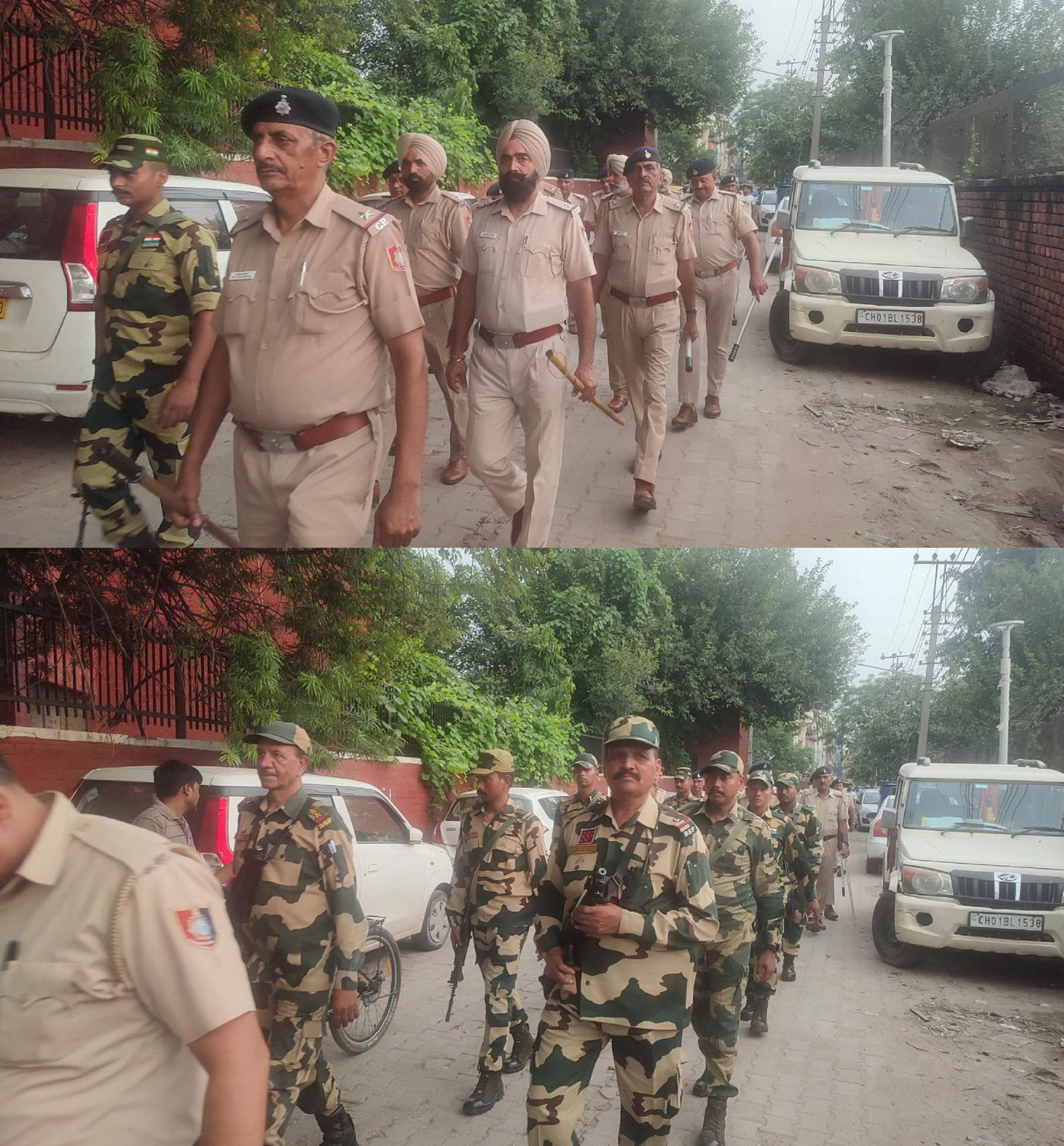 Chandigarh Police took out a flag march with BSF in Burail on the occasion of Independence Day.